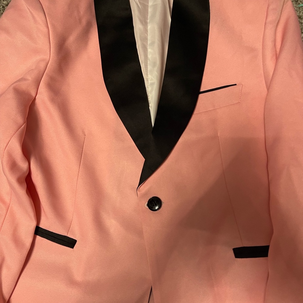 Boys 3 piece pink and black suit. Blazer, vest and pants. Purchased on Amazon. - Picture 3 of 5